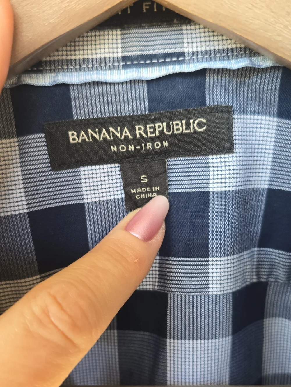Banana Republic Blue Plaid Long Sleeve No Iron Dress Shirt Small S